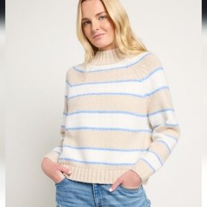 New W Tags Herizon Glory Days Mock Neck Stripe Sweater Sz Small